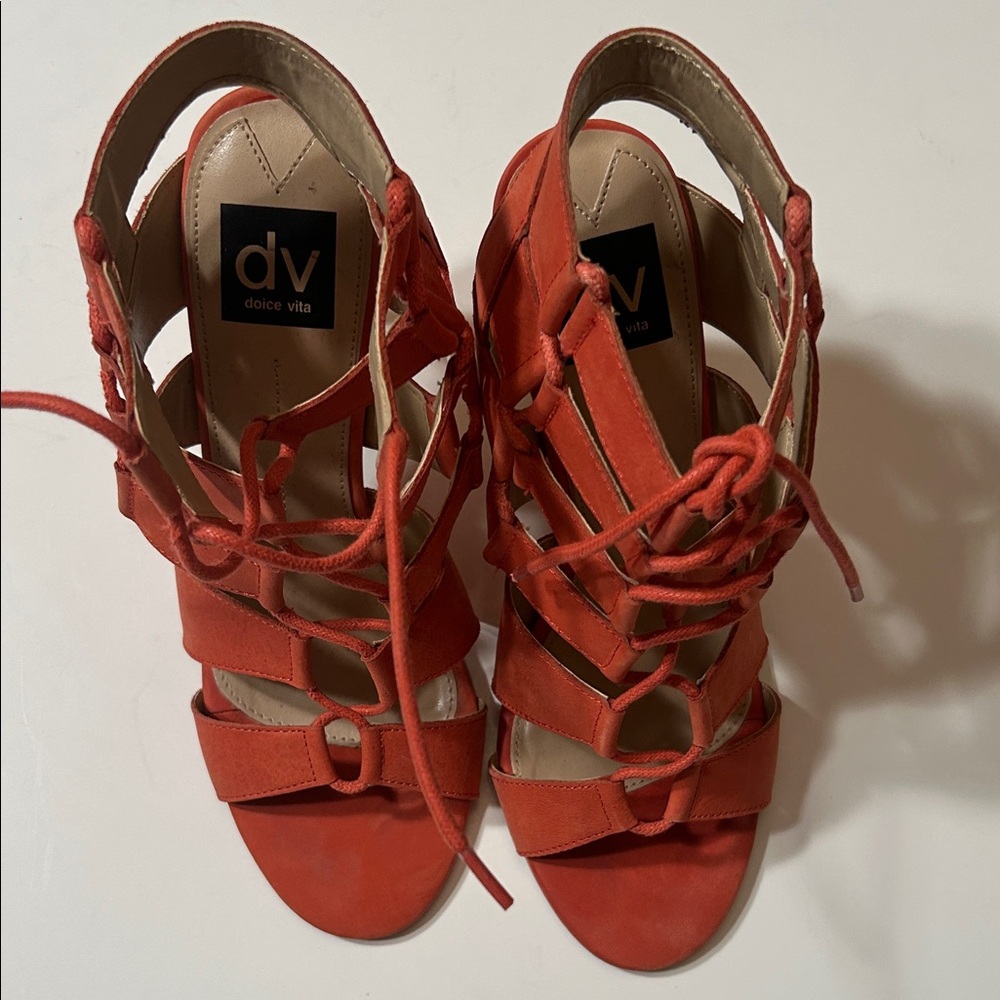 Dolce Vita Women's Orange Lace-Up Sandals